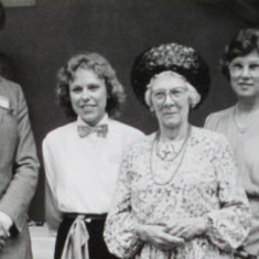 Celebrating the completion of 13 years' conservation of the King's Bed at Knole (L-R) Martin Drury ,Annabel Wylie, Ruth Trounce, Jenny Wright, Doris Cranham, celebrating the successful completion of the King's Bed project in 1987