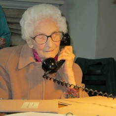 Kay visiting the Oral History exhibition in the Estate Office in 2012