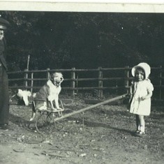 Margaret Beavin in 1935 with her grandfather William, taking her dog for a drive