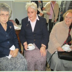 3 King's bed volunteers L-R: Jenny Wright, Ethelwyn Osborne, Cynthia Hurrell in 2013, at the oral history exhibition at Knole
