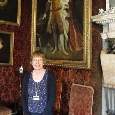 Clare in the Knole Reynolds Room in front of her favourite, the 3rd Duke of Dorset