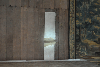 Work in progress during the Inspired by Knole Project: the Spangle bedroom with its bare oak panels revealed