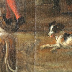Sophie's treatment also revealed a pentimento showing the artist changed his mind about the position of one of the dogs
