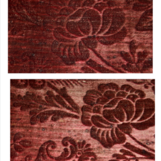 rare stamped wool velvet, called caffoy Rare 18th century stamped wool velvet, called caffoy