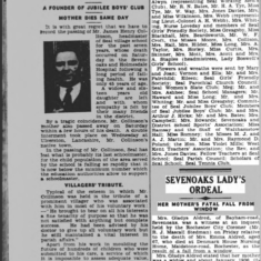 1937 Sevenoaks Chronicle recording the funeral of Eileen's Seal School headmaster