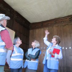 Anne Duggan (second from left) and her sister Sue Thomas (second from right) being shown the ceiling above which Sidney Doggett's Message-in-a-Bottle was found, by Brenda Jarvis (far right) Anne Duggan (second from left) and her sister Sue Thomas (second from right) being shown the ceiling above which Sidney Doggett's Message-in-a-Bottle was found, by Brenda Jarvis (far right)