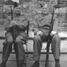 Manfred Fairweather (left) in Home Guard uniform with fellow Estate worker, Sid Doggett (right) on the rooftop at Knole