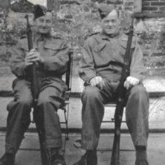 Manfred Fairweather (left) in Home Guard uniform with fellow Estate worker, Sid Doggett (right) on the rooftop at Knole