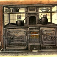 An illustration of a cast iron Victorian range