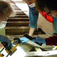 Jim and Brenda examining voids under the Knole floorboards Jim and Brenda examining voids under the Knole floorboards