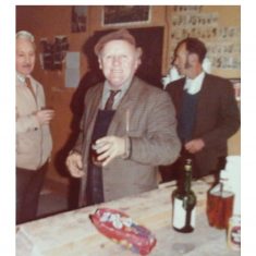 Clerk of works, Fred Piercy (left) joins workman Bob Wyles (centre) and Stan Blundell (right) at their Christmas gathering | courtesy of Alan Grubb