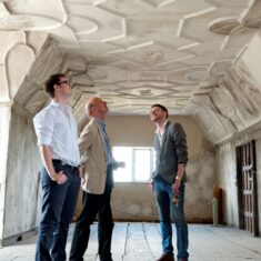 Maurice with his doctoral students Alden Gregory and Ed Town in the Retainers Gallery in 2010 Maurice with his doctoral students Alden Gregory and Ed Town in the Retainers Gallery in 2010 | Stuart Robinson