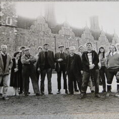 Knole Estate staff in Green Court, with 'Mr Hugh' (left of group) and Lord Sackville (centre, with cap, wearing glasses)