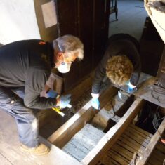 Fig.1 Doggett Blog_looking down void Jim (L) and Brenda (R) looking down an attic void where the bottle was spotted
