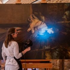 Examining painting details under UV light | NT Images