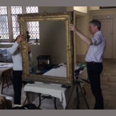 Conserving frames in temporary workspace, Knole's Old Kitchen Lobby